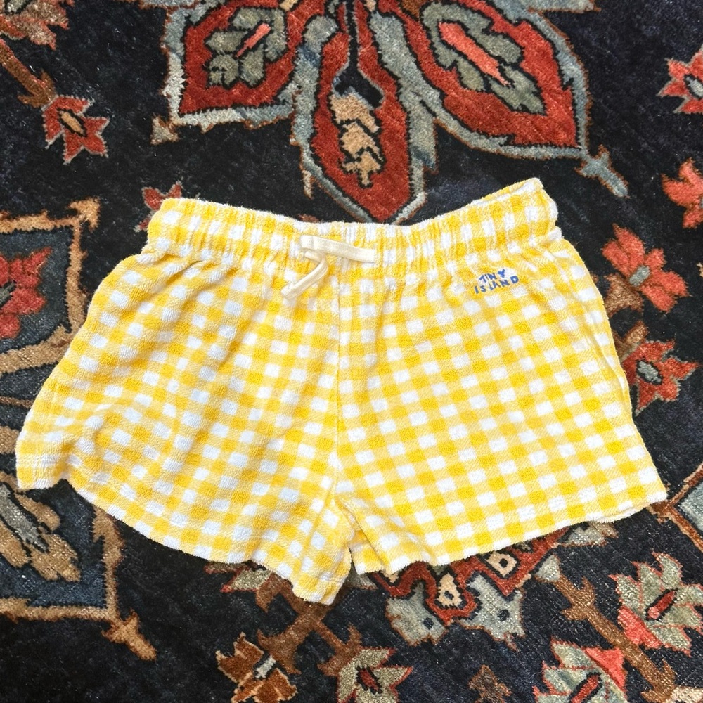 Bright Yellow Checkered Kids Shorts